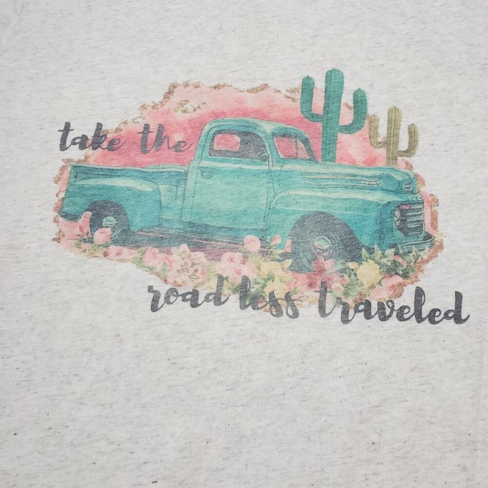 Canvas Shirt Womens Blue Truck Cactus Graphic‎ Tee - Picture 2 of 4